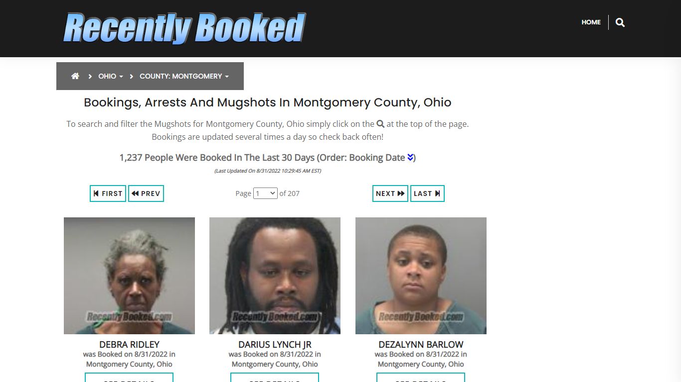 Recent bookings, Arrests, Mugshots in Montgomery County, Ohio