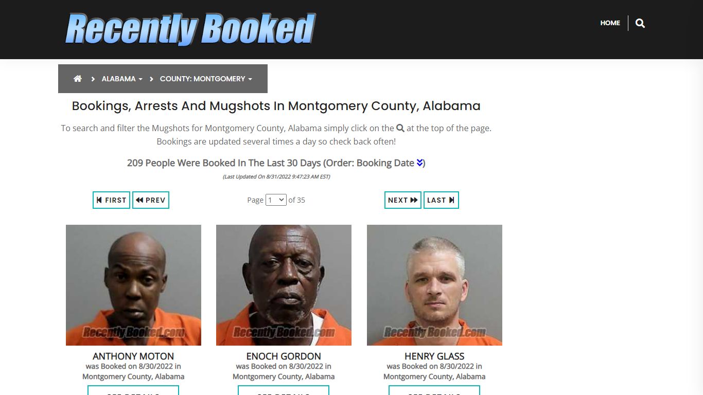 Recent bookings, Arrests, Mugshots in Montgomery County, Alabama
